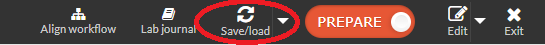The Save/load button is white if saved data is yet to be synchronized by the system.